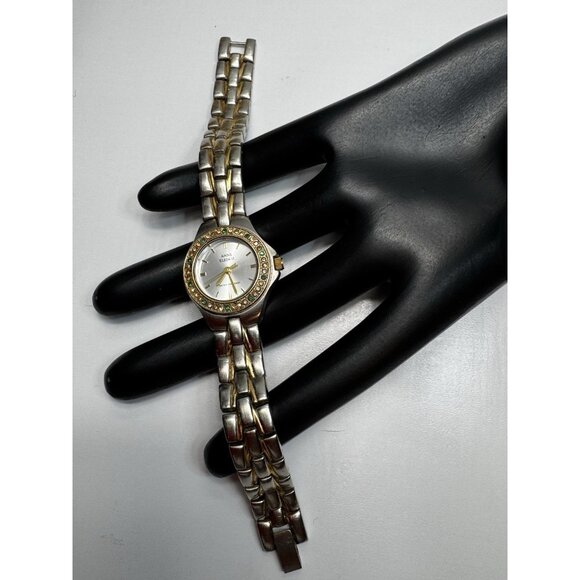 Anne Klein Ladies Two Tone 100 Ft Water Resistant Rhinestones Working 6.1/4" - Picture 6 of 7